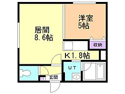ベルエット二十四軒 1LDKの間取図画像