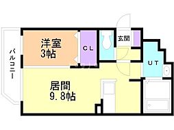 マルシェ八軒 1LDKの間取図画像