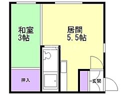 第2札幌ハイツ 1DKの間取図画像