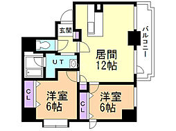 ヴィレッジヒル 2LDKの間取図画像