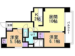シャトー発寒 2LDKの間取図画像