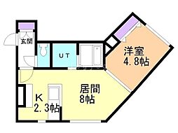 デイズ発寒南 1LDKの間取図画像