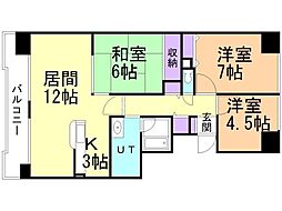 ベルフラワー八軒 3LDKの間取図画像