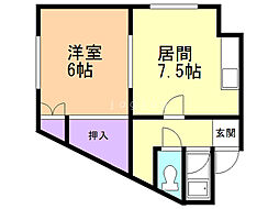 ヴィラローゼ稲穂 1DKの間取図画像