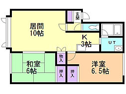 ノースハイム6・4 2LDKの間取図画像