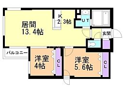 S-RESIDENCE琴似本通avanta 2LDKの間取図画像