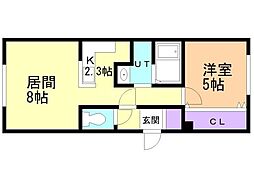 グランメール発寒6-10 1LDKの間取図画像
