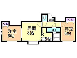 ファミーユB.P 2LDKの間取図画像