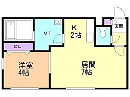 サンテラスKei 1LDKの間取図画像