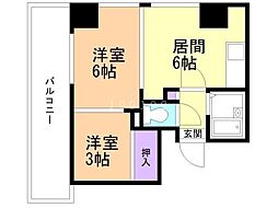 コスモレジデンス 2DKの間取図画像