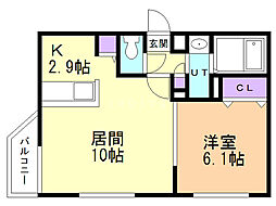 ヴィエルジュ発寒南 1LDKの間取図画像