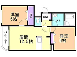 レスポワール八軒 2LDKの間取図画像