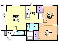 ルミエール榮寿 2LDKの間取図画像