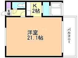 ルシオン小樽 1Kの間取図画像