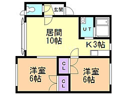 ルミエール稲穂A 2LDKの間取図画像