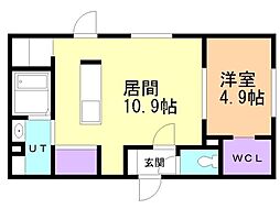 札幌市西区二十四軒三条5丁目マンション 1LDKの間取図画像