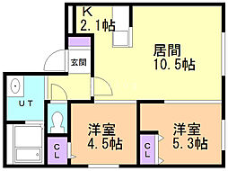 エクセレントハウス宮の沢 2LDKの間取図画像