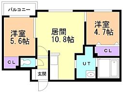 パーク農試館 2LDKの間取図画像