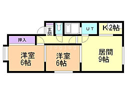 メイユール星野C 2LDKの間取図画像