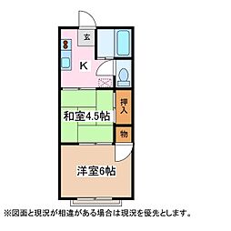沢村ハイツ 2Kの間取図画像