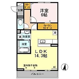 リジエール 1LDKの間取図画像