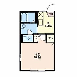 サライ21B 1Kの間取図画像