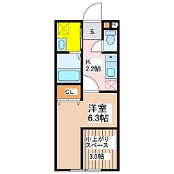 ground base 北深志 1Kの間取図画像