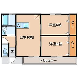 梓川平屋 2LDKの間取図画像