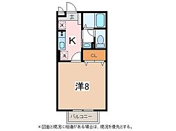 エクセレントタウン村井A 1Kの間取図画像