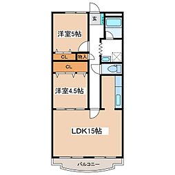 並柳ハイツ 2LDKの間取図画像