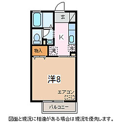 セジュールあづみ 1Kの間取図画像