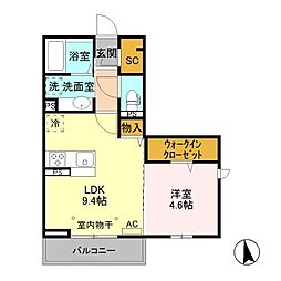 D-room宮田東 1LDKの間取図画像