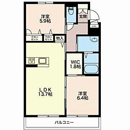 エスタシオン 2LDKの間取図画像