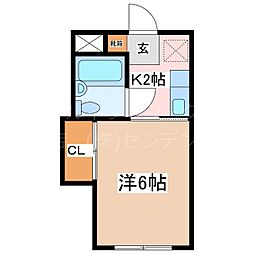 サンリヴァービル 1Kの間取図画像