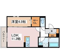 ロックウェル元町 1LDKの間取図画像
