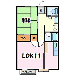 ハイツパーシモン 1LDKの間取図画像
