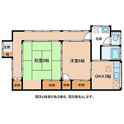 JR飯田線 駄科駅 徒歩13分の賃貸アパート 1階2DKの間取り