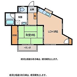 5・4コーポ 3階1DKの間取り