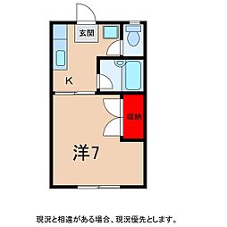 ウッドハウスB 1Kの間取図画像