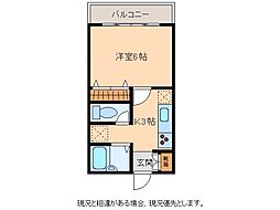いつぼハイツ 2階1Kの間取り