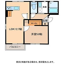 JR飯田線 伊那上郷駅 徒歩20分の賃貸アパート 1階1LDKの間取り