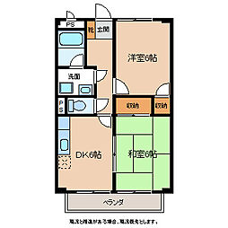 ベルメゾン宮ノ上 2階2DKの間取り