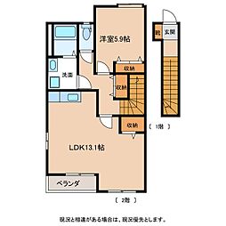 スターテラスグローリア 2階1LDKの間取り