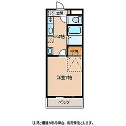 コーポあるば 2階1Kの間取り