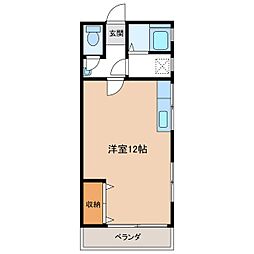 コーポ熊谷B 2階ワンルームの間取り