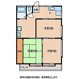 熊谷南コーポ 3Kの間取図画像