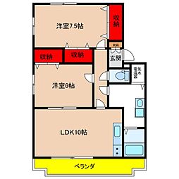 メゾン小林 2LDKの間取図画像
