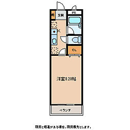 ウイング 1Kの間取図画像