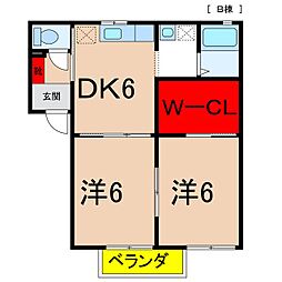 メゾン・セレーノB 2DKの間取図画像