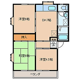 ヒルズ山吹 3DKの間取図画像
